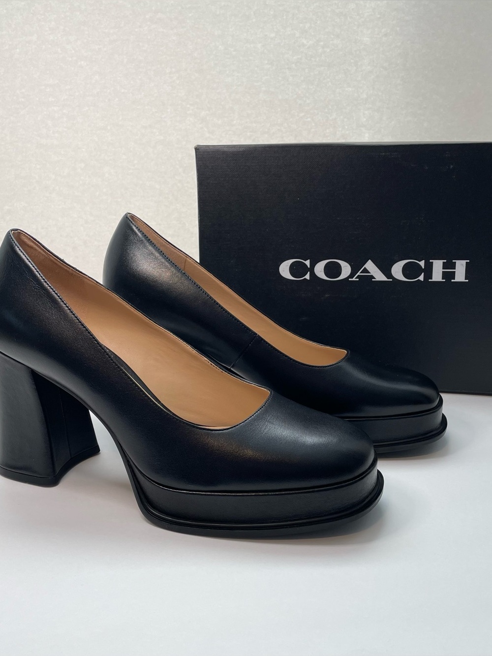Coach Sculpted C Leather Black Pump